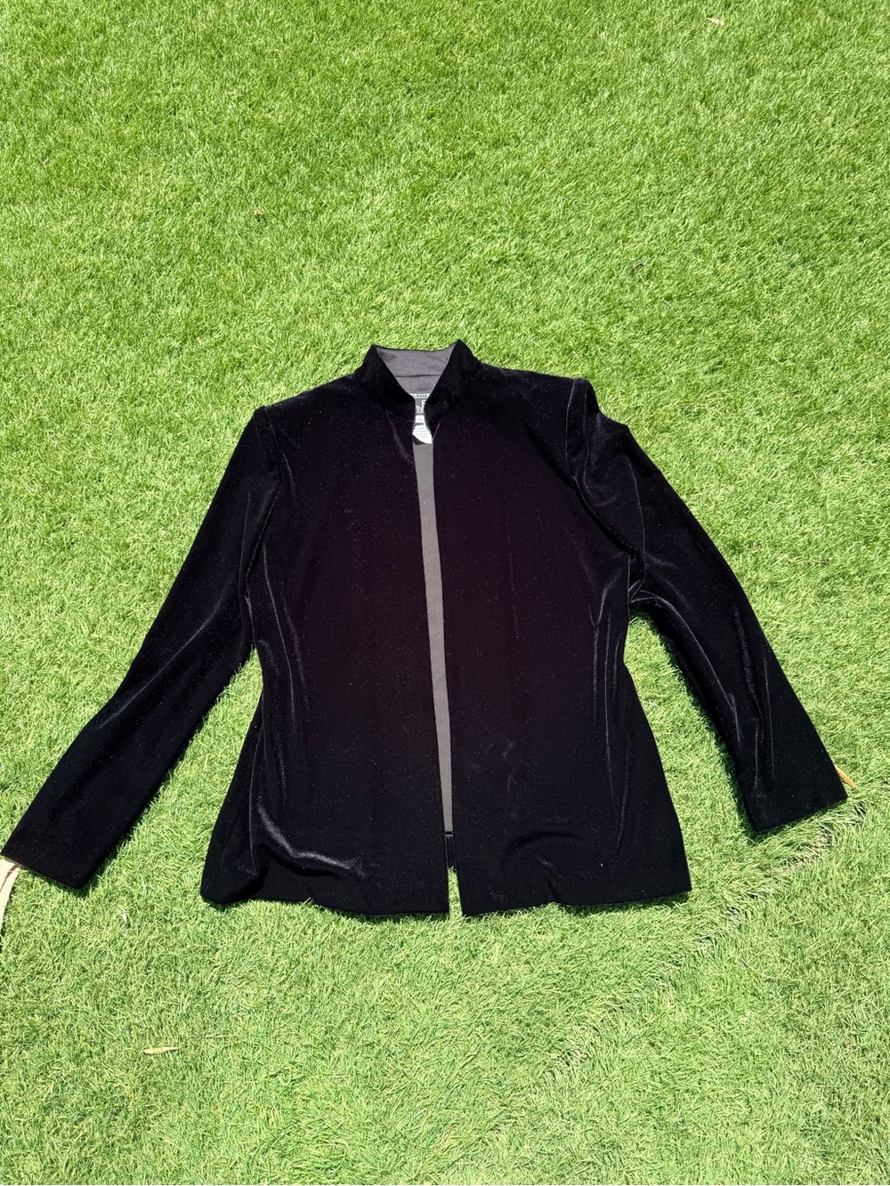 Alex Evenings Black Velvet Open-Front Blazer
